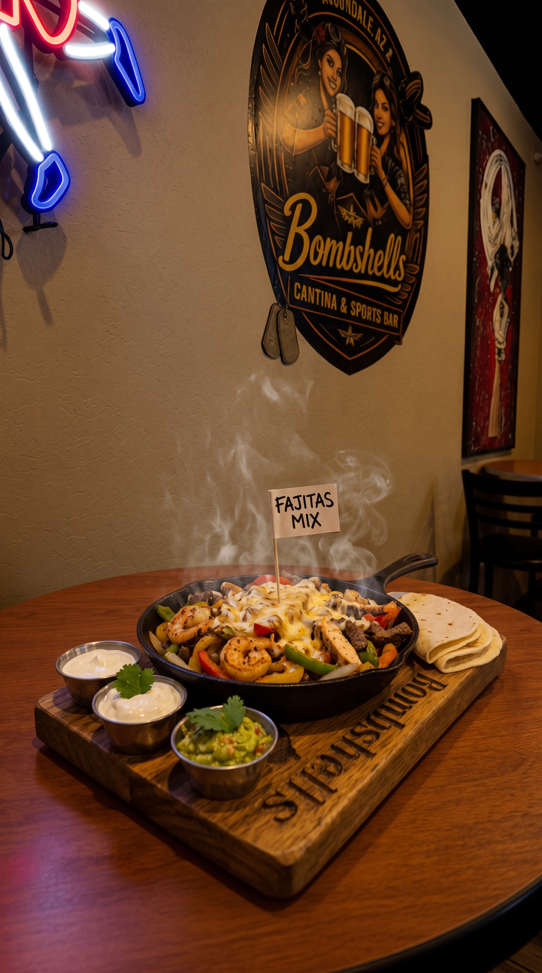 Fajitas Mix picture — sizzling shrimp chicken and beef fajitas in Avondale, Arizona