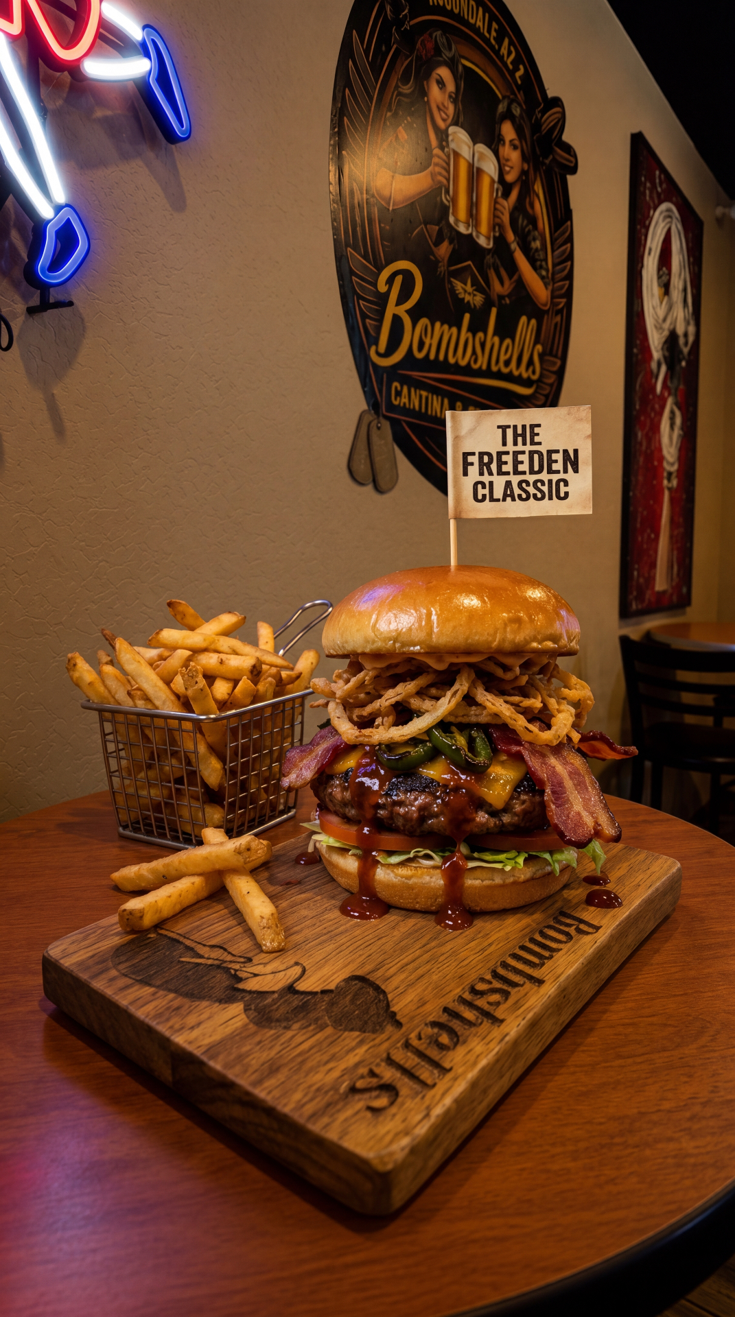 The Freeden Classic — burgers near me in Avondale, AZ at Bombshells Cantina & Sports Bar bar and grill