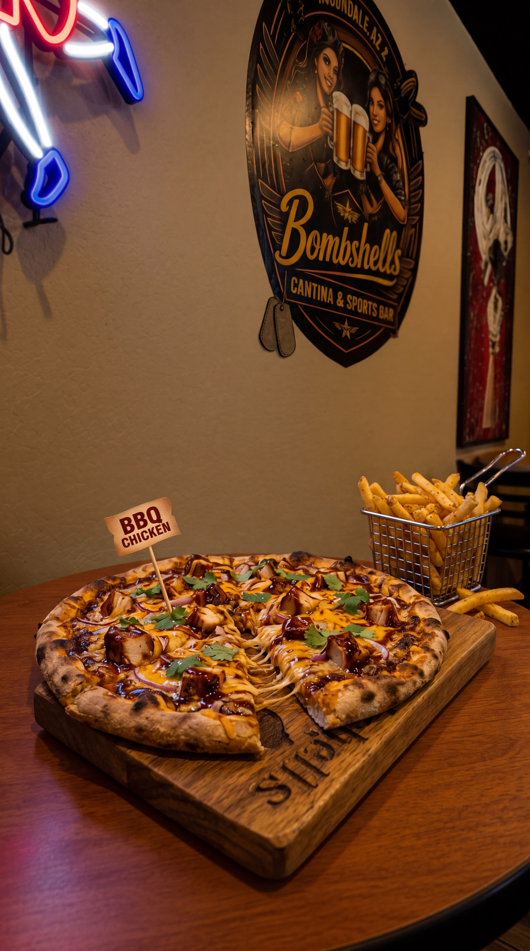 BBQ Chicken pizza picture — BBQ chicken pizza with cheddar in Avondale, Arizona