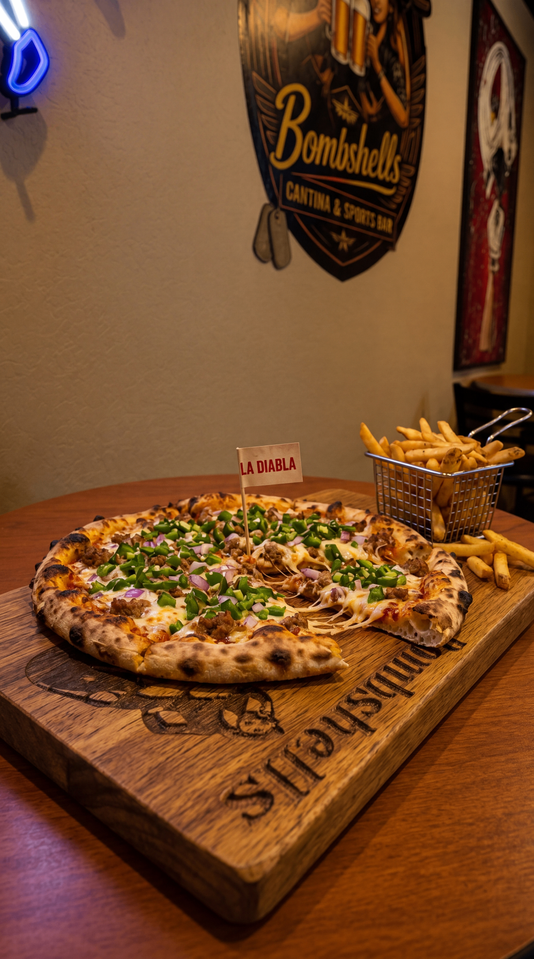 La Diabla pizza picture — spicy hand-tossed pizza at Bombshells Avondale, Arizona