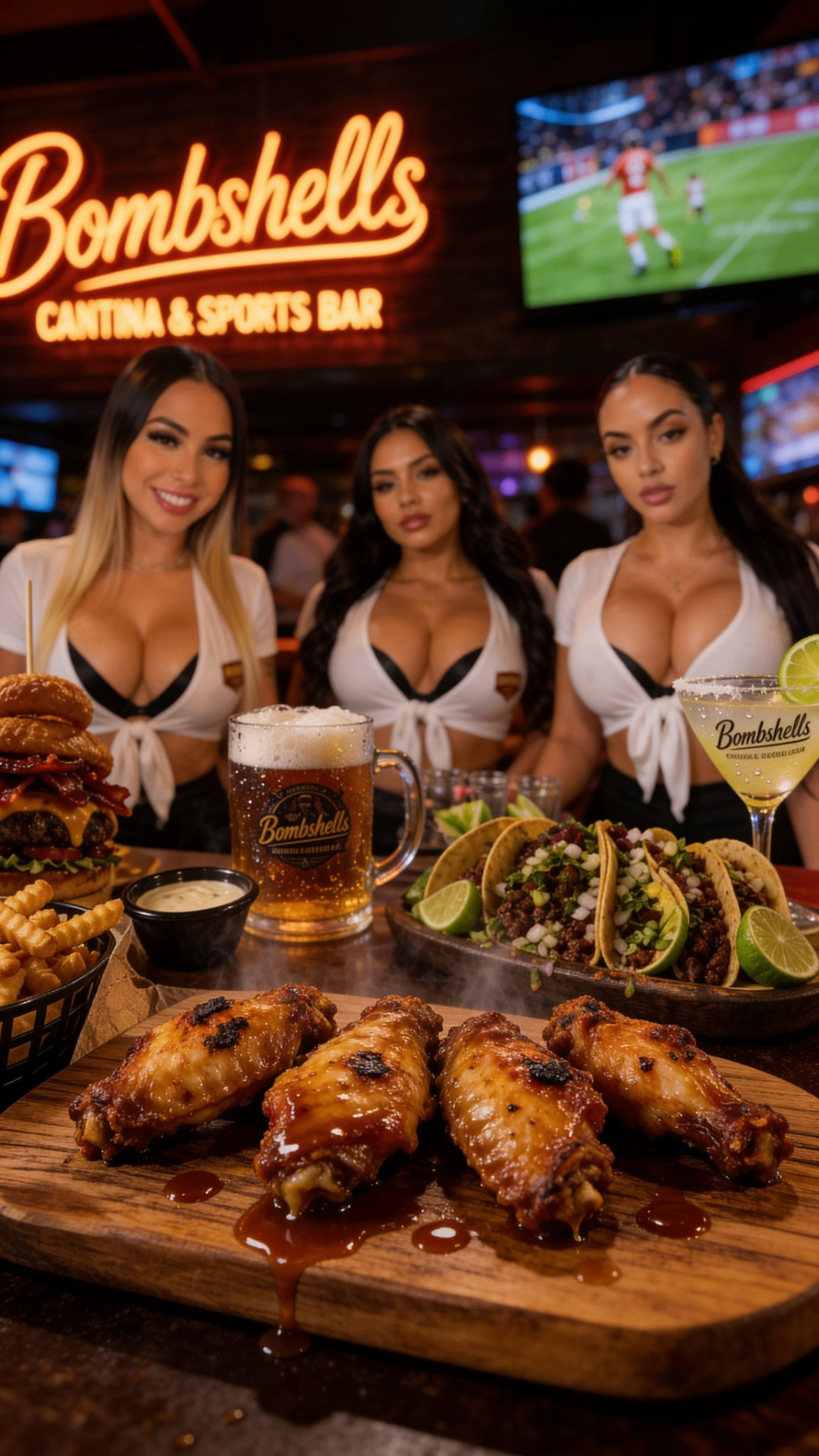 Sports bar near me in Avondale, AZ — big screen TVs, NFL, UFC and NBA at Bombshells Sports Cantina